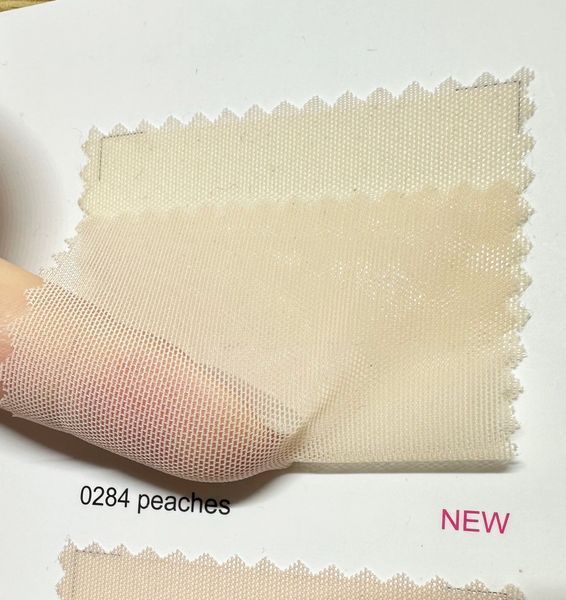 Тканина сітка еластична Alicante peaches персиковий світлий, Італія, шир.152 см, 65 гр/м2, 0284 424 фото
