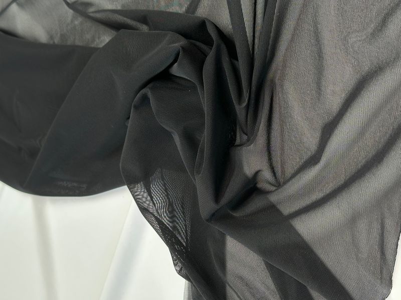 Тканина сітка еластична Alicante nero чорний, Італія, шир.152 см, 65 гр/м2, 479 фото